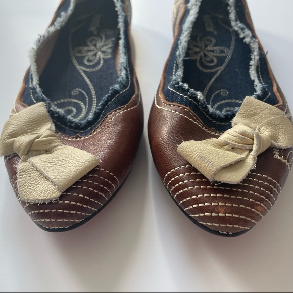 Kenzie bruiser ballet flat slip on style shoe with leather & demin size 7.5 M - Picture 2 of 7